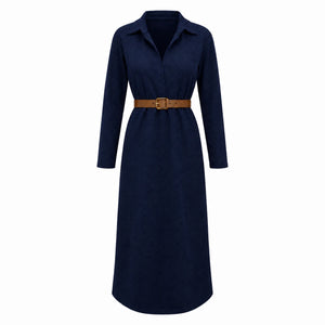 Belted Burgundy Midi Dress WHD0606304