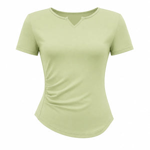 Ruched V-Neck Active Tee WHD0606321-JYMD026