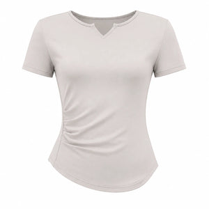 Ruched V-Neck Active Tee WHD0606321-JYMD026