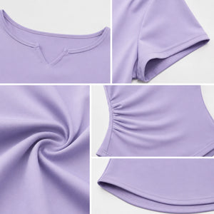 Ruched V-Neck Active Tee WHD0606321-JYMD026