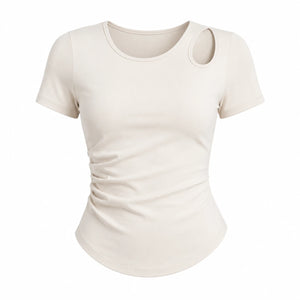 Asymmetric Cutout Ruched Top WHD0606325-JYMD105