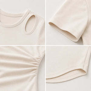 Asymmetric Cutout Ruched Top WHD0606325-JYMD105