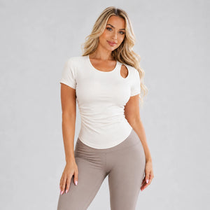 Asymmetric Cutout Ruched Top WHD0606325-JYMD105