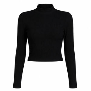 Ribbed Mock Neck Crop Top WHD0606338-JYTC015