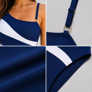 Asymmetric Stripe One-Piece Swimsuit WHD0606378-KA-P295-08