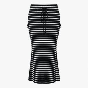 Striped Drawstring Maxi Skirt WHD0606388