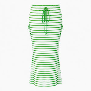 Striped Drawstring Maxi Skirt WHD0606388