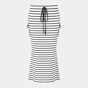 Striped Drawstring Maxi Skirt WHD0606388