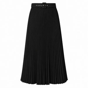Belted Pleated Maxi Skirt WHD0606390
