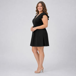 Black Lace Trim Mini Dress WHD0606399