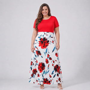 Floral Colorblock Maxi Dress WHD0606403