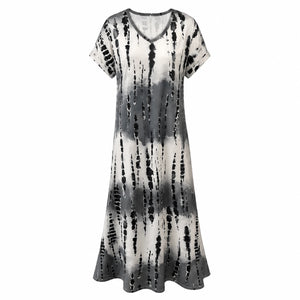 Abstract Print V-Neck Dress WHD0606405