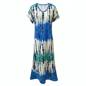 Abstract Print V-Neck Dress WHD0606405