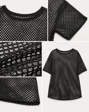 Black Mesh Cover-Up Top WHD0606411