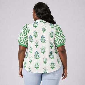 Botanical Puff Sleeve Blouse WHD0606415