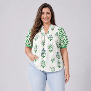 Botanical Puff Sleeve Blouse WHD0606415