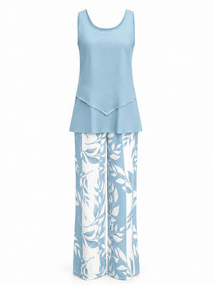 Leaf Print Wide Leg Jumpsuit WHD0606417