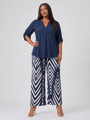 Chevron Wide Leg Pants Set WHD0606422