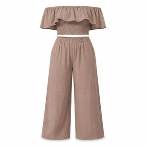 Off-Shoulder Wide Leg Set WHD0606423