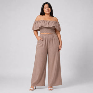 Off-Shoulder Wide Leg Set WHD0606423