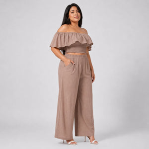 Off-Shoulder Wide Leg Set WHD0606423