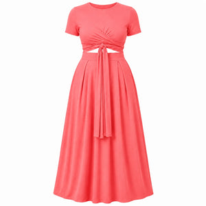 Twist Front Maxi Skirt Set WHD0606426