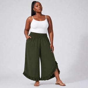 Ruffle Hem Wide Leg Pants WHD0606435