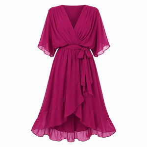 Draped Tie-Waist Midi Dress WHD0606439