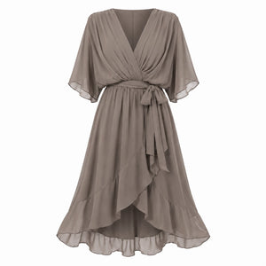 Draped Tie-Waist Midi Dress WHD0606439