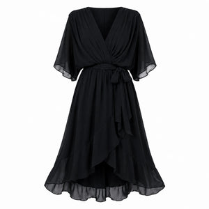 Draped Tie-Waist Midi Dress WHD0606439