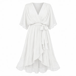 Draped Tie-Waist Midi Dress WHD0606439