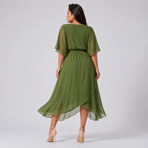 Draped Tie-Waist Midi Dress WHD0606439