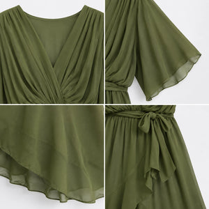 Draped Tie-Waist Midi Dress WHD0606439