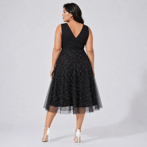 Glitter Mesh Midi Dress WHD0606440