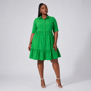 Tiered Button Shirt Dress WHD0606442