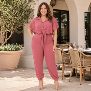 Tie Front Tapered Jumpsuit WHD0606447