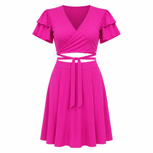 Fuchsia Wrap Skirt Set WHD0606451