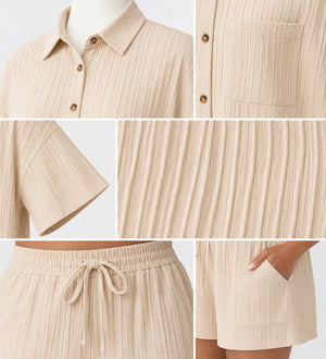 Textured Shirt Shorts Set WHD0606452
