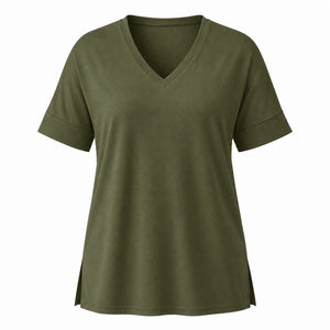 V-Neck Side Slit Tee WHD0606467
