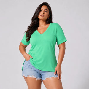 V-Neck Side Slit Tee WHD0606467