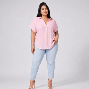 Textured V-Neck Blouse WHD0606469