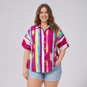 Brushstroke Stripe Button Shirt WHD0606470