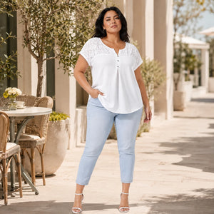Lace Yoke Button Top WHD0606471