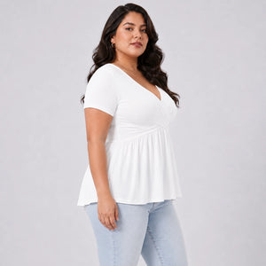 Surplice Peplum Tunic Top WHD0606474