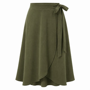 Tie-Waist Wrap Midi Skirt WHD0606478