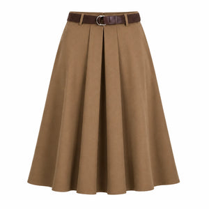 Belted Pleated Midi Skirt WHD0606479