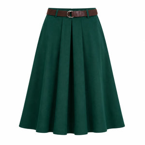 Belted Pleated Midi Skirt WHD0606479