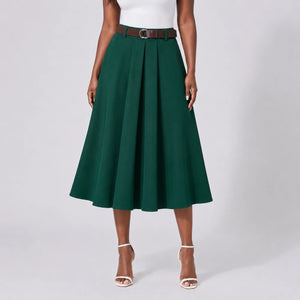 Belted Pleated Midi Skirt WHD0606479