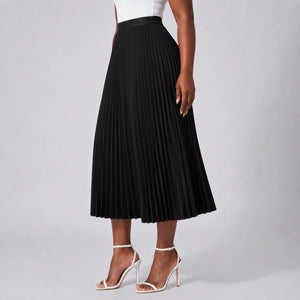 Pleated Elastic-Waist Midi Skirt WHD0606485
