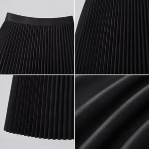 Pleated Elastic-Waist Midi Skirt WHD0606485